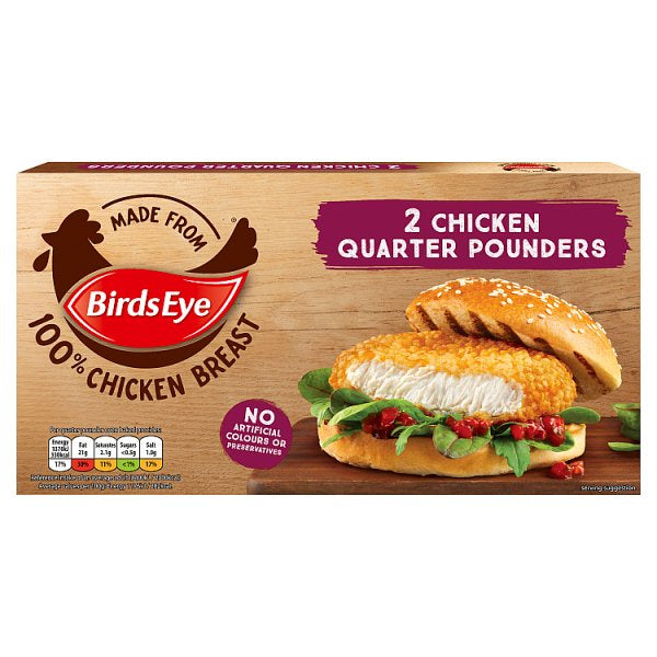 Birds Eye Chicken 2 Quarter Pound Burgers 227g