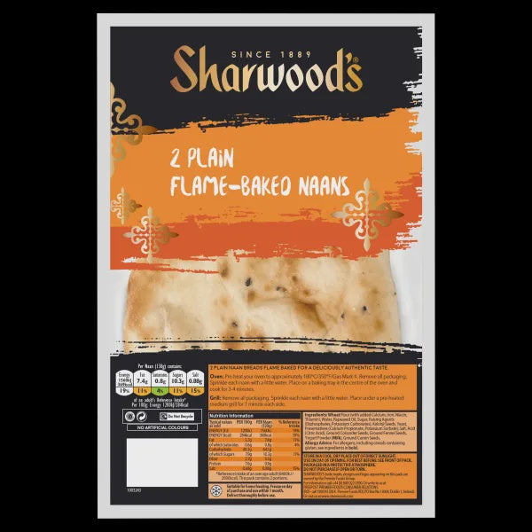 Sharwoods Plain Naan Bread 2pk