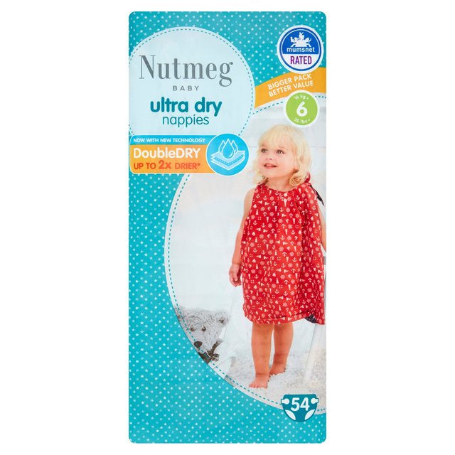 Nutmeg Ultra Dry Size 6 Nappies 54pk