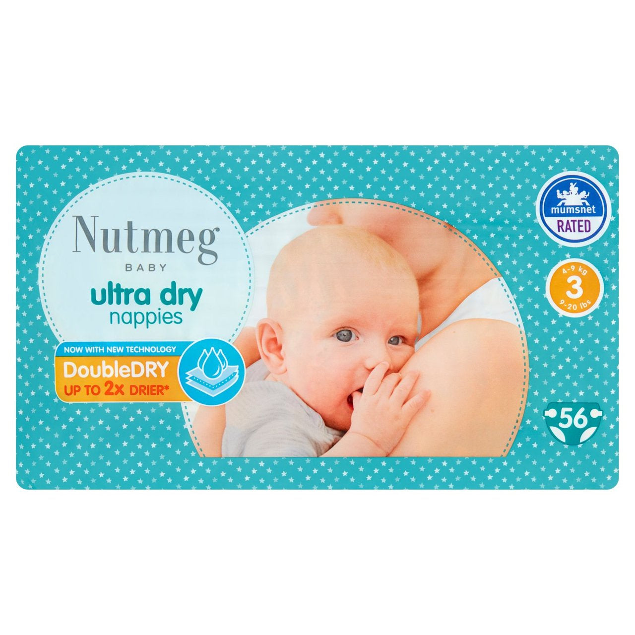 Nutmeg Ultra Dry Size 3 Nappies 56pk