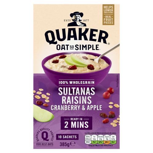 Quakers Oat So Simple Sultana Raisin Apple & Cranberry 385g