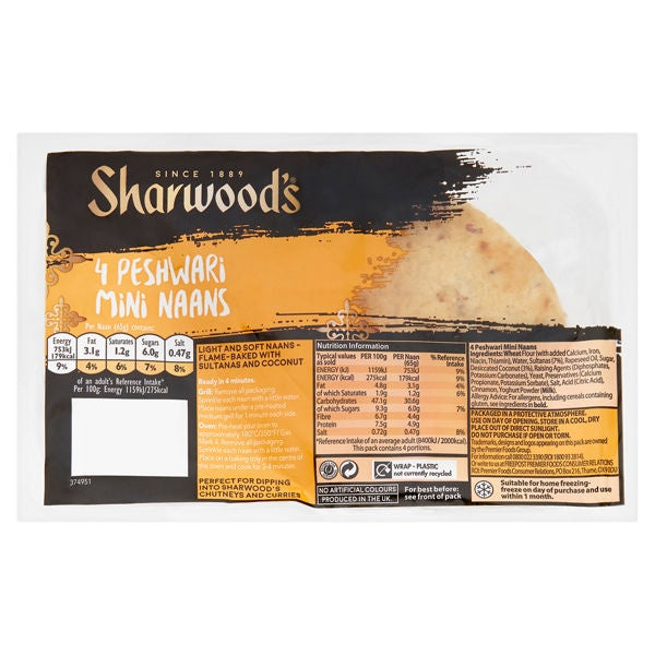 Sharwoods 4 Peshwari Mini Naans