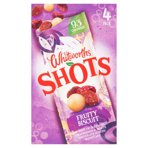 Whitworths Fruity Biscuit Shots 4 x 25g