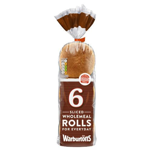 Warburtons Sliced Wholemeal Rolls 6pk