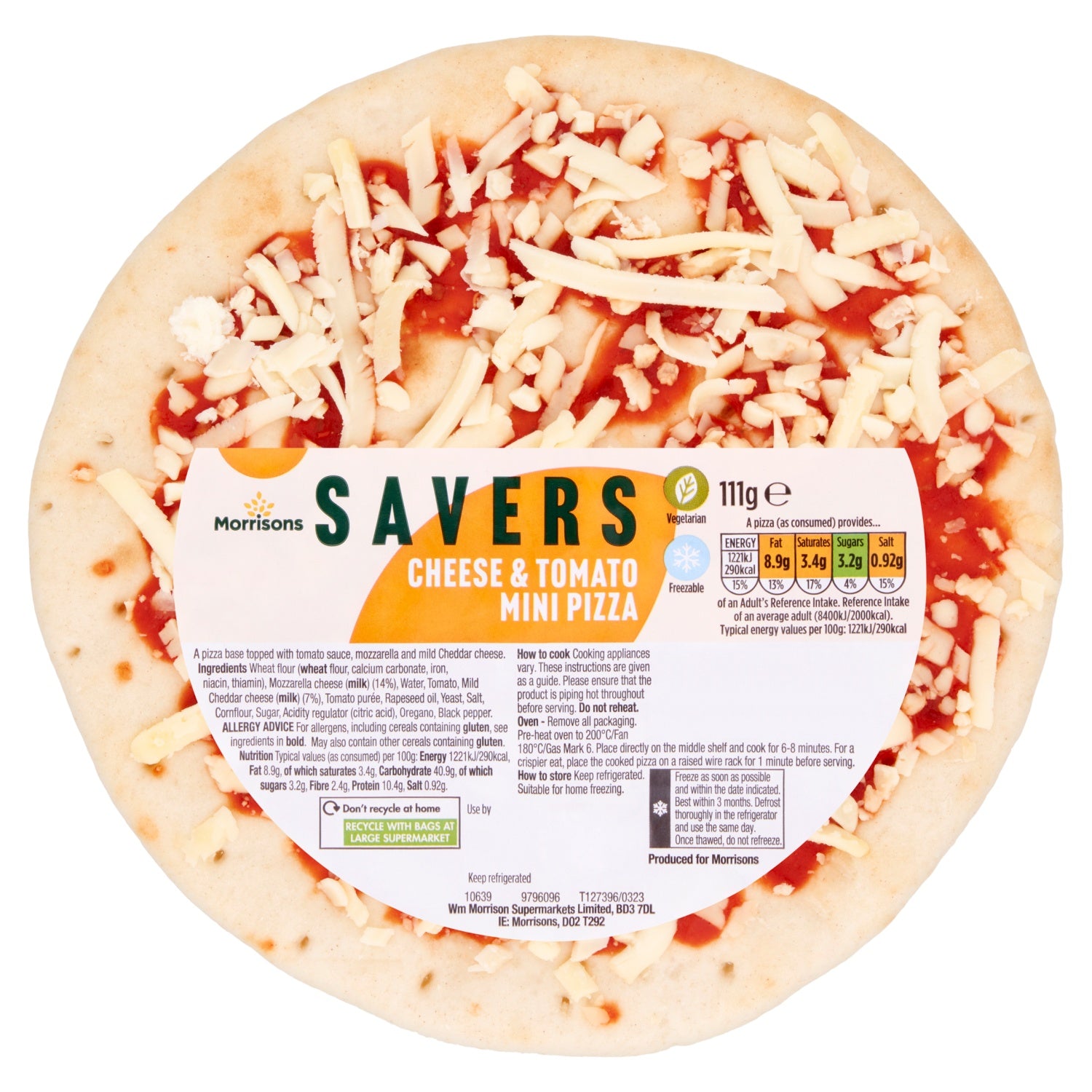 Morrisons Mini Cheese & Tomato Pizza 111g