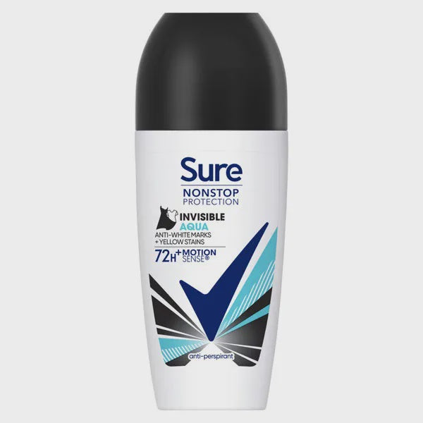 Sure Anti-Perspirant Deodorant Roll On Invisible Aqua 50ml