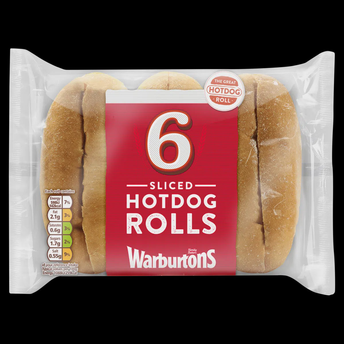 Warburtons Sliced Hotdog Rolls 6pk