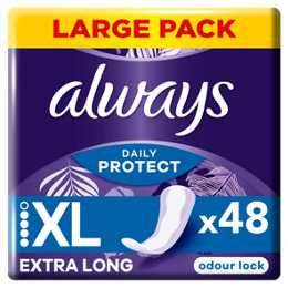 Always Dailies Panty Liners Long Plus Unscented 48pk