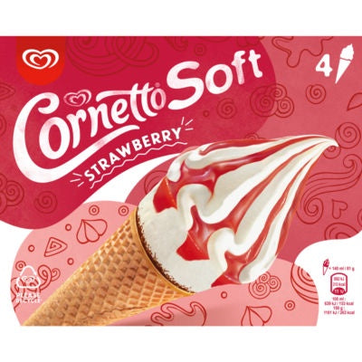 Cornetto Soft Vanilla & Strawberry XL 4x140ml