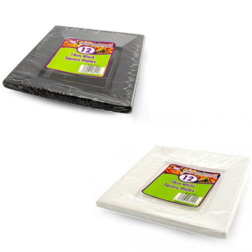 PPS Plastic Plates Square 18cm 12pk