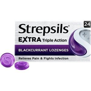 Strepsils Extra Triple Action Blackcurrant 24pk