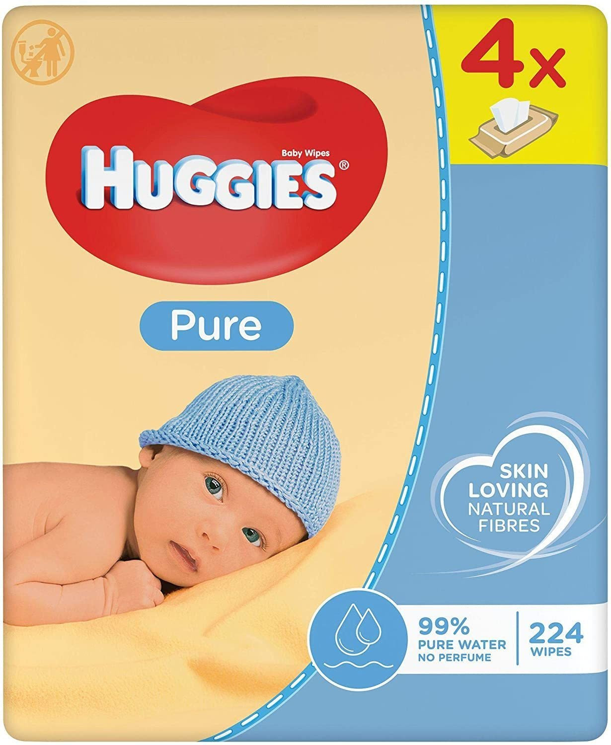 Huggies 56 Pure Baby Wipes 4pk