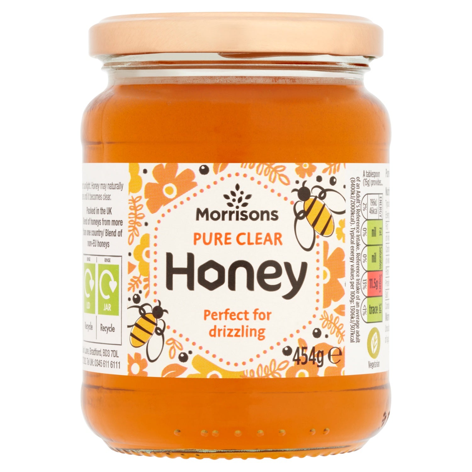 M Clear Honey Jar 454g