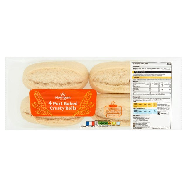 Morrisons Part Bake Crusty Roll 4Pk