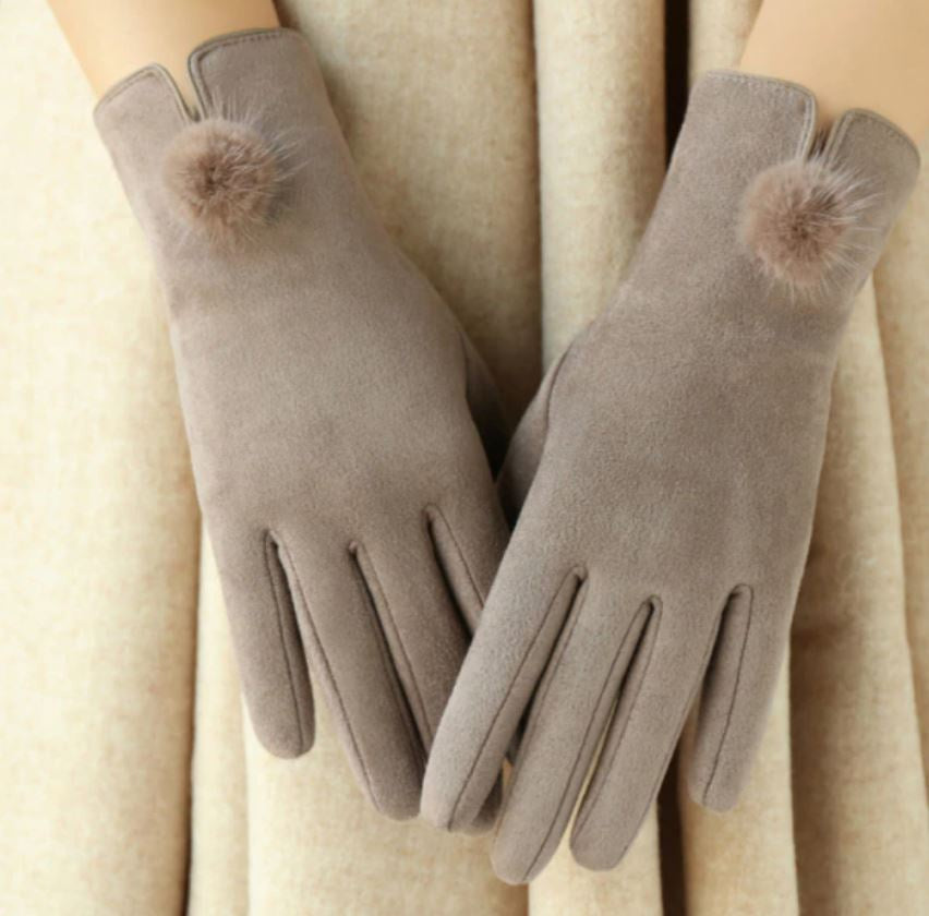 Ladies Pom Pom Winter Gloves