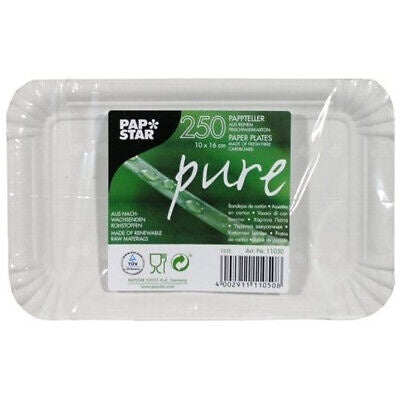 Papstar Pure Rectangular Paper Plates 250pk