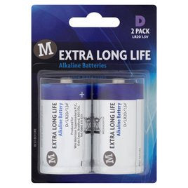 M Alkaline Battery D 2pk