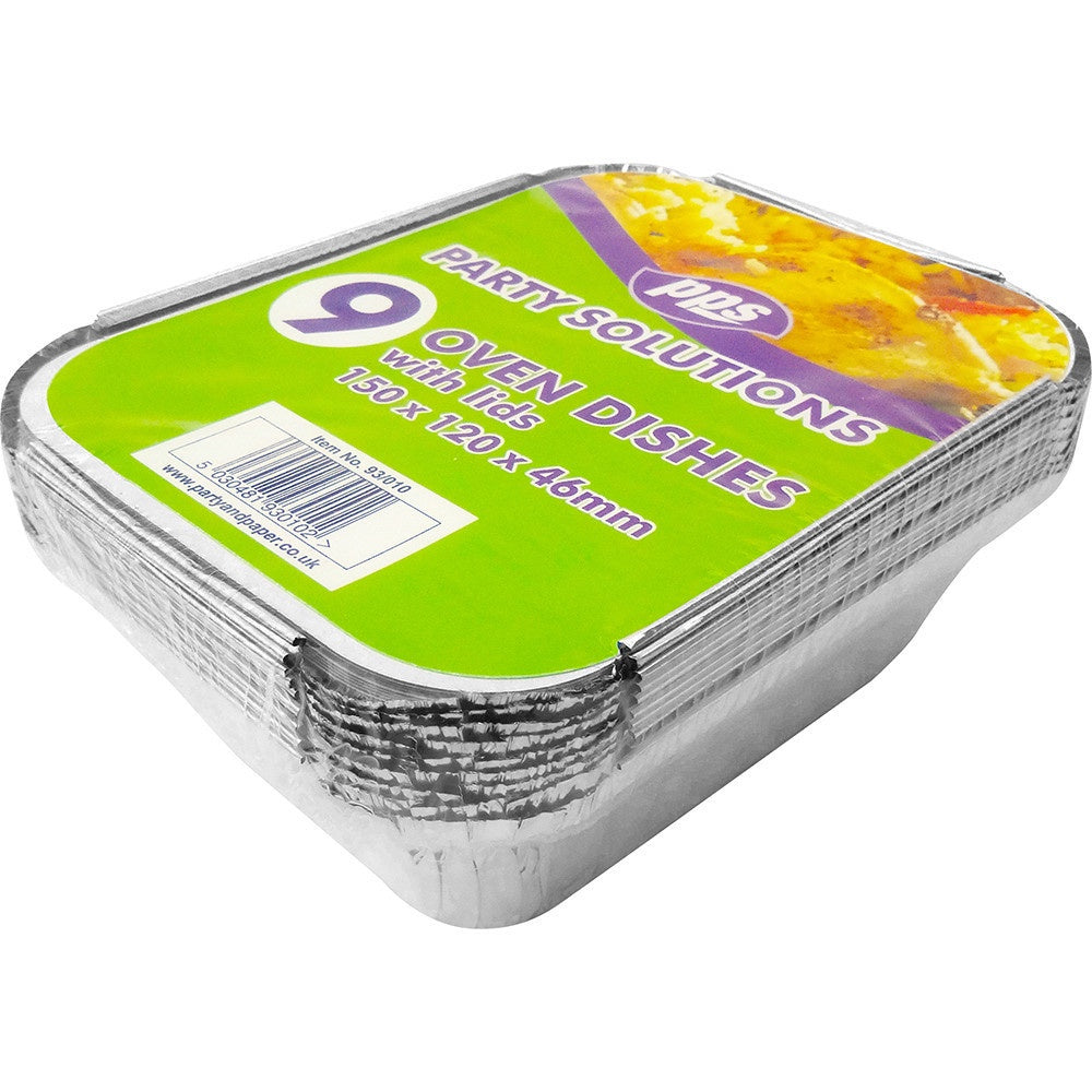 PPS Foil Dishes with Lids 150x120x46mm 8pk