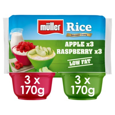 Muller Rice Apple & Raspberry Low Fat Pudding Dessert 6 x 170g