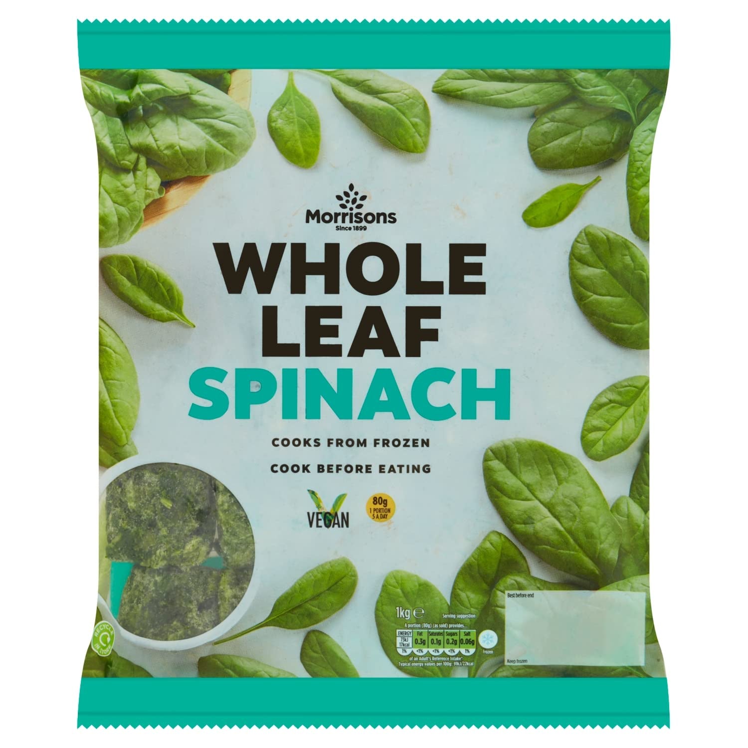 M Whole Leaf Spinach 1kg