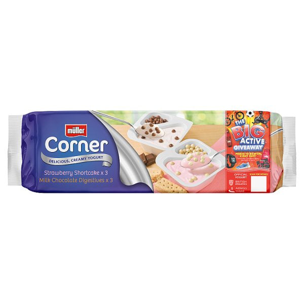 Muller Corner Choc Digestive Strawberry Shortcake Yoghurt 6 x 124g