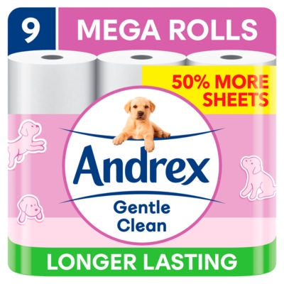 Andrex Gentle Clean Mega Toilet Tissue 9Pk