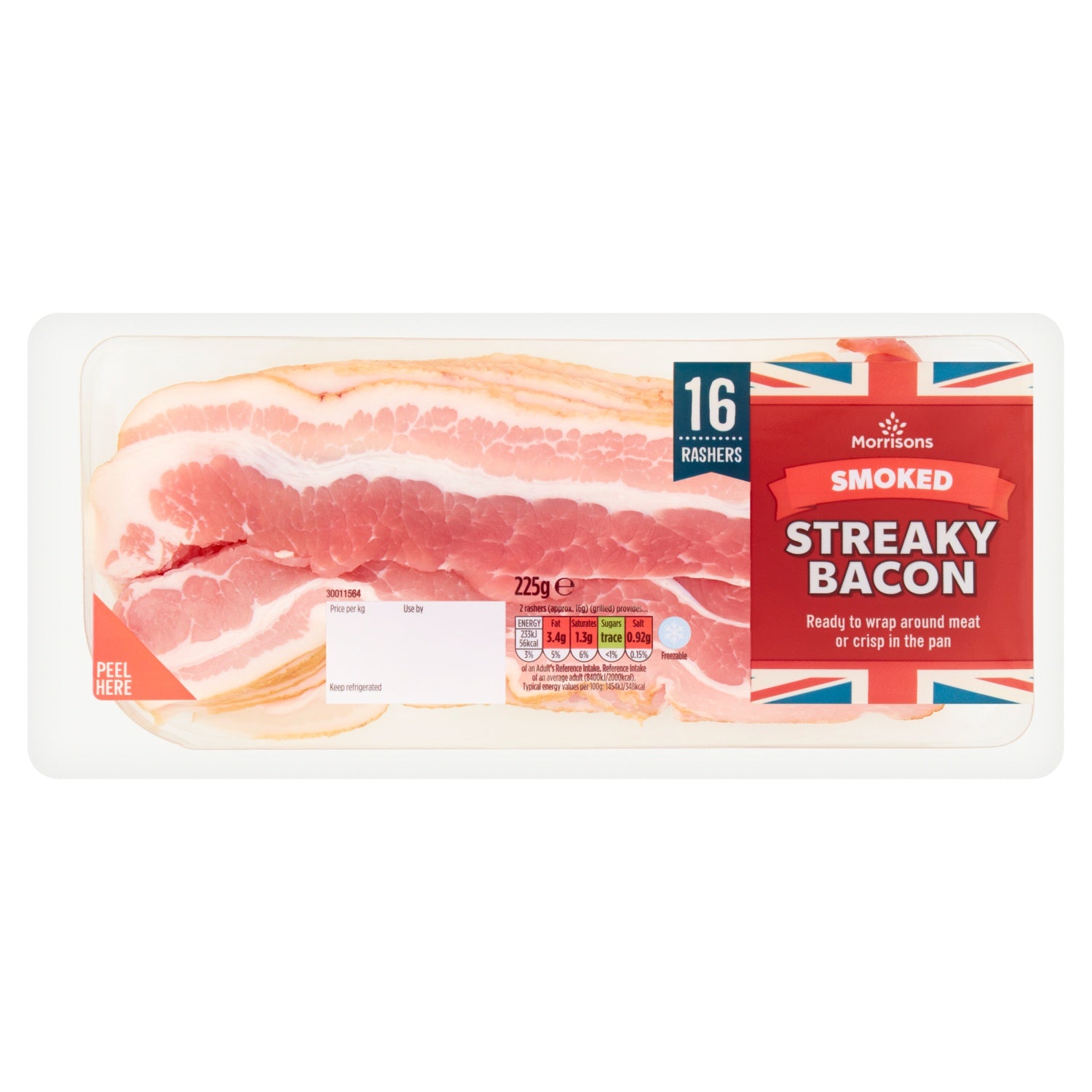 M Smoked Streaky 16 Bacon Rashers 225g