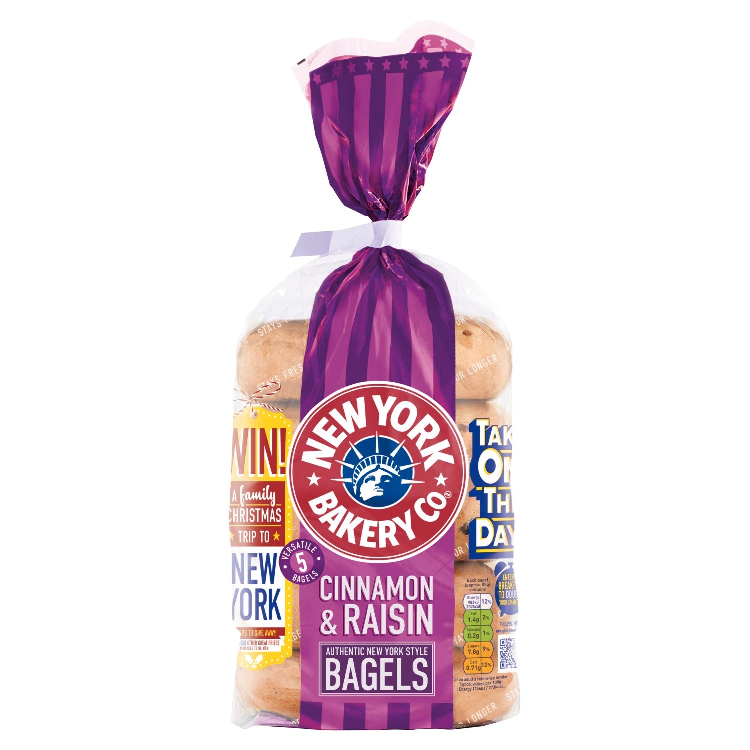 New York Bakery Co Cinnamon Raisin Bagels 5pk