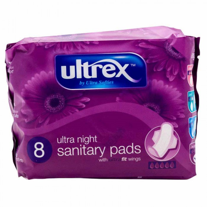 Ultrex Ultra Night Sanitary Pads With Wings 8pk